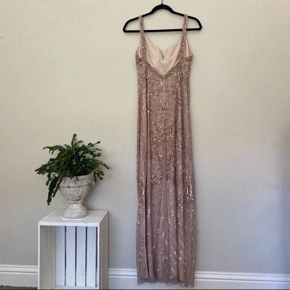 Brand new Aidan Mattox beaded V-NOTCH sleeveless long gown - Picture 9 of 17